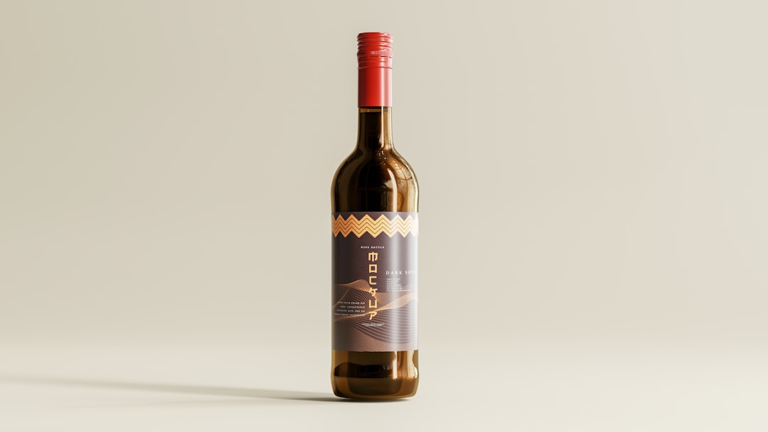 a bottle of wine sitting on top of a table, download the 3D model here: https://www.cgtrader.com/3d-models/food/beverage