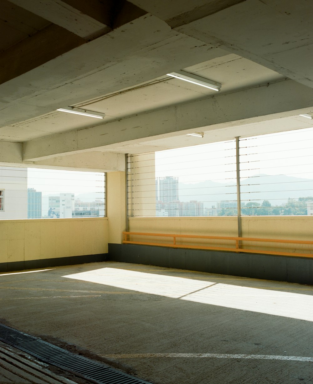 an empty parking garage with no one in it