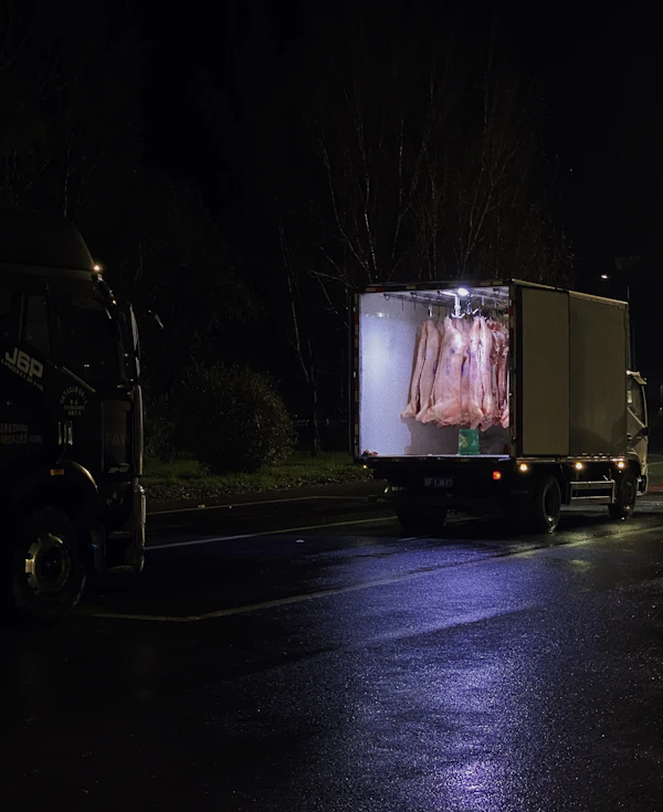 Semi truck at night