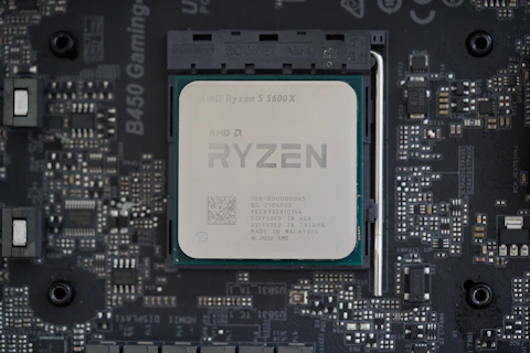 a close up of a cpu on a motherboard