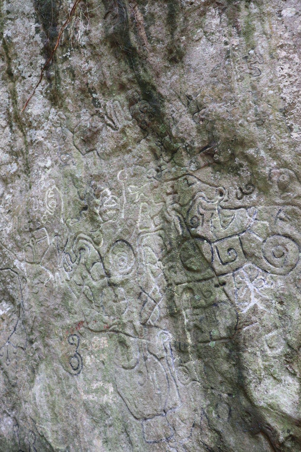 いくつかの彫刻が施された岩