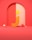 a red background with a letter j and balls