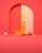 a red background with a letter j and balls