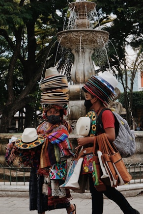 a group of people walking down the street