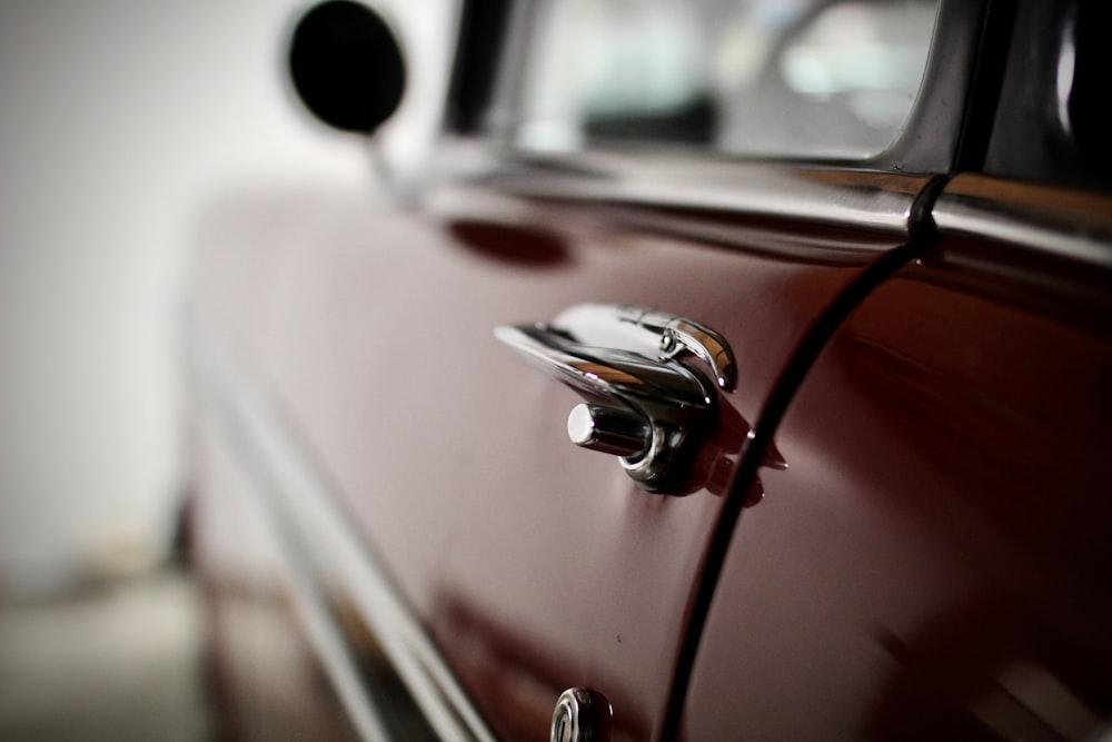 a close up of a door handle on a car