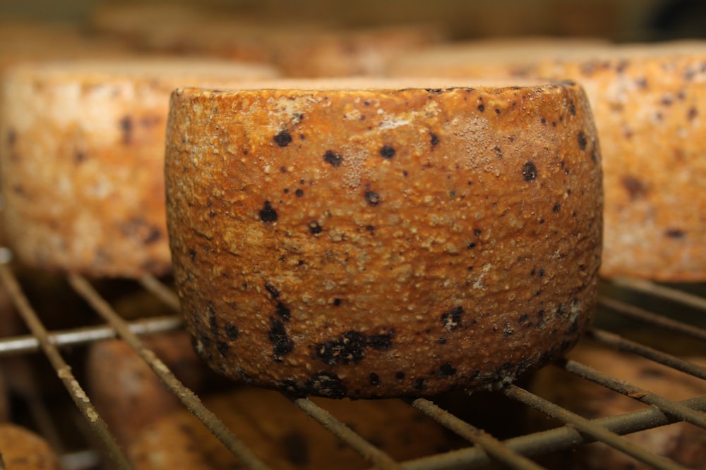 a close up of some food on a rack