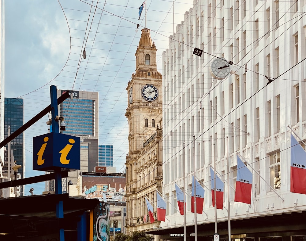 a large clock tower towering over a city