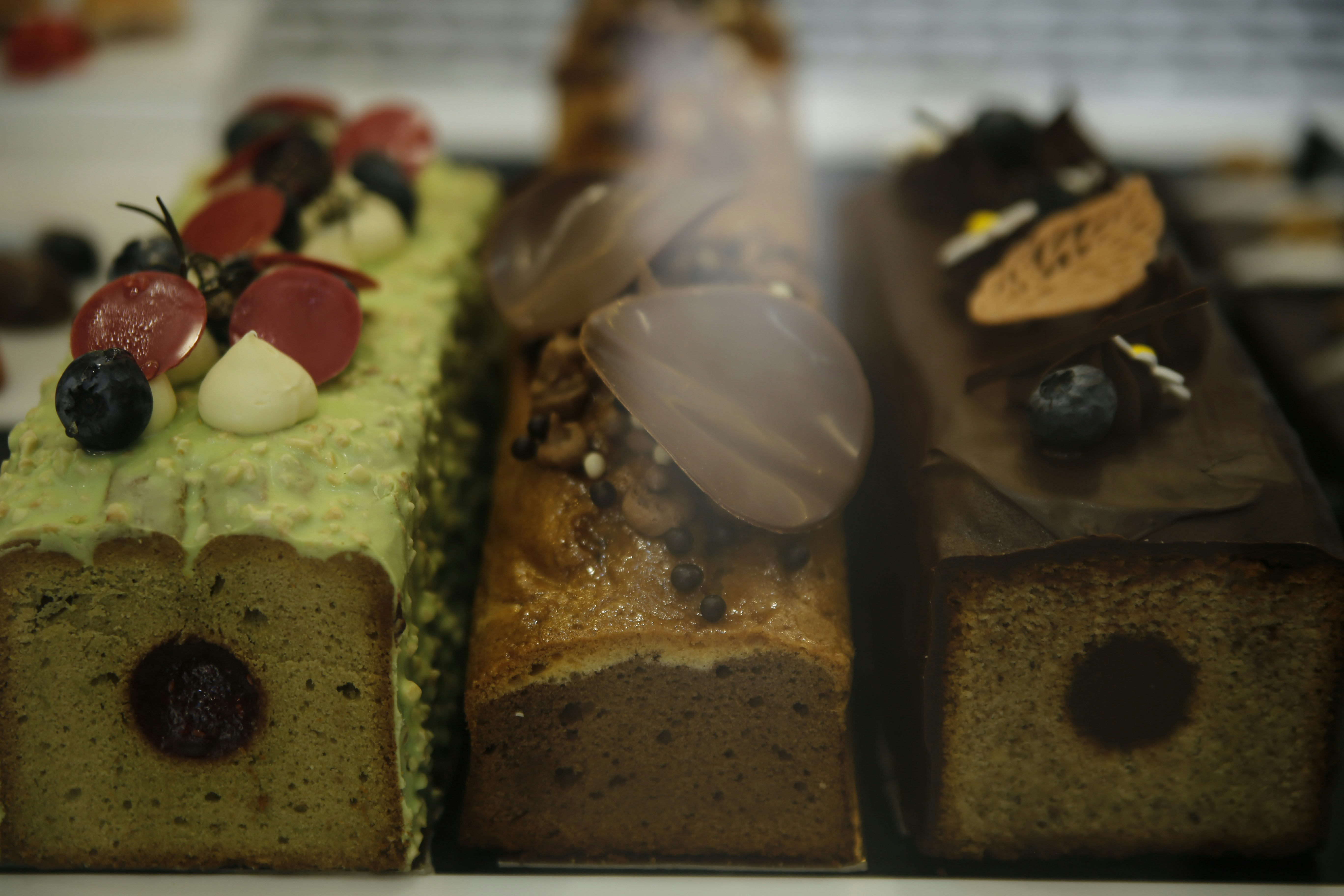 a close up of a number of cakes on a table