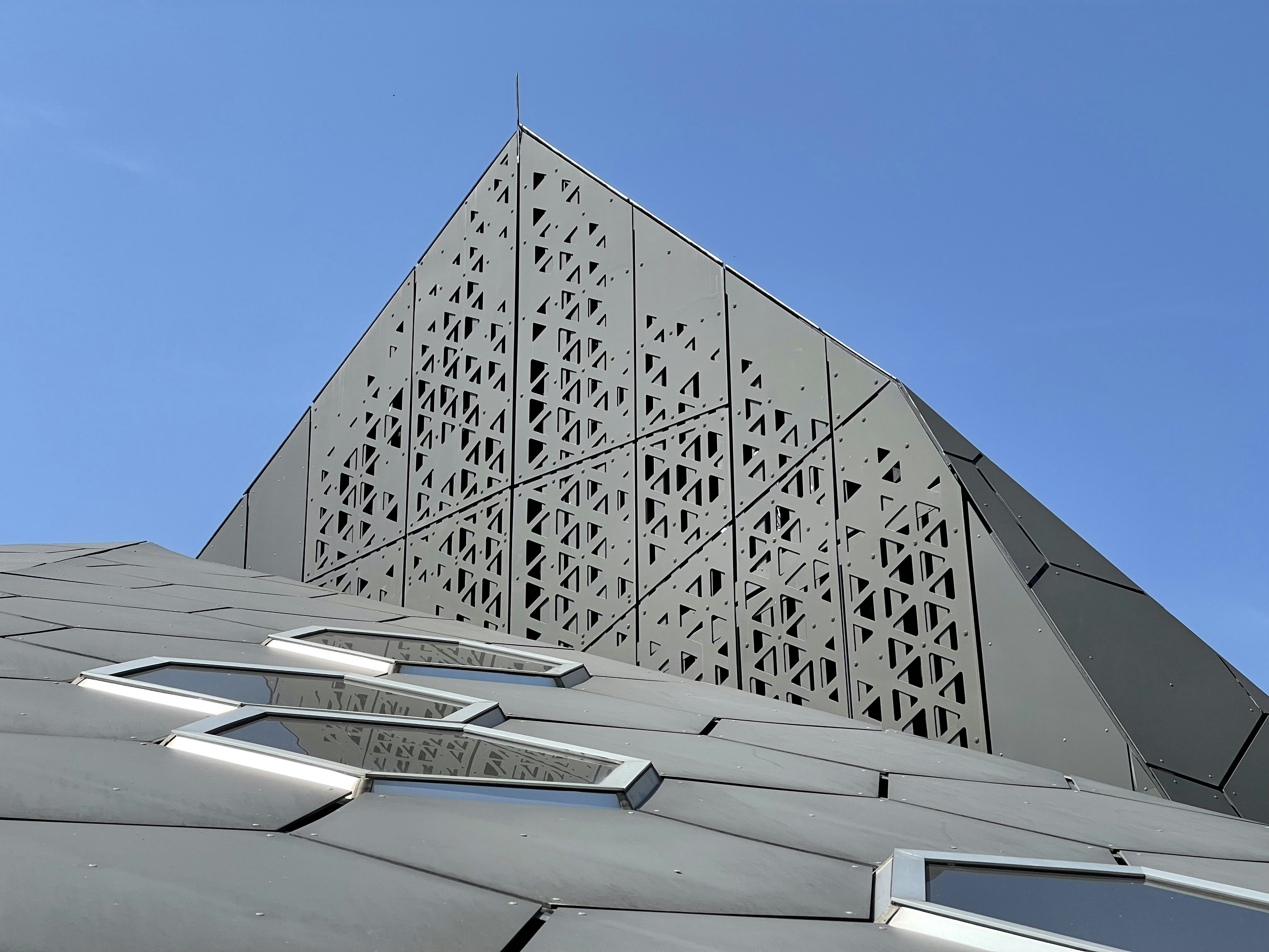 a close up of the roof of a building