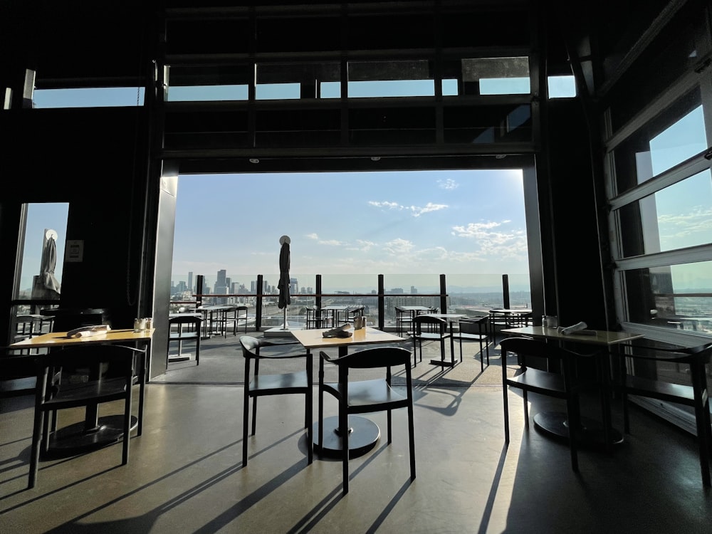 a restaurant with a view of the ocean