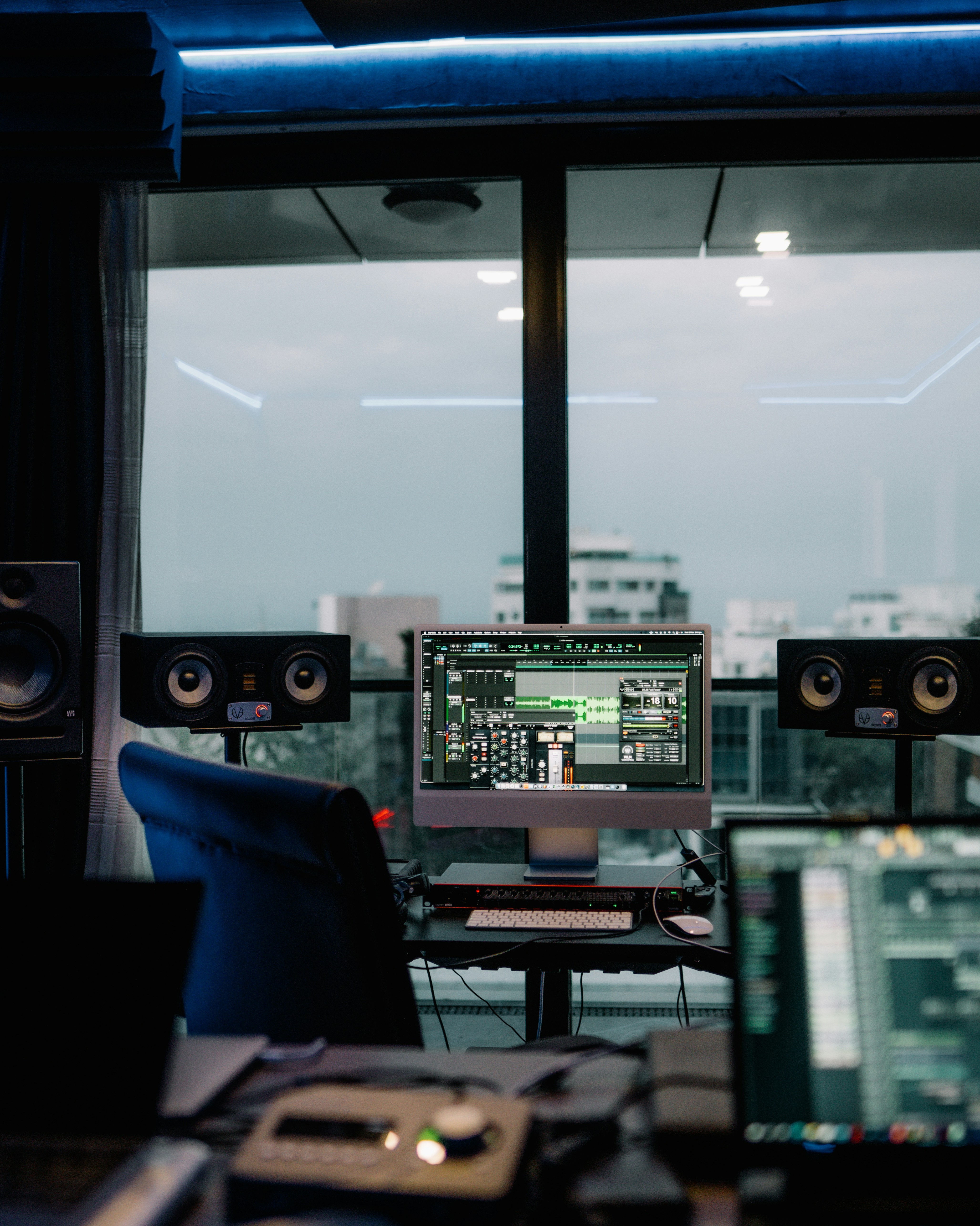 a computer monitor sitting on top of a desk