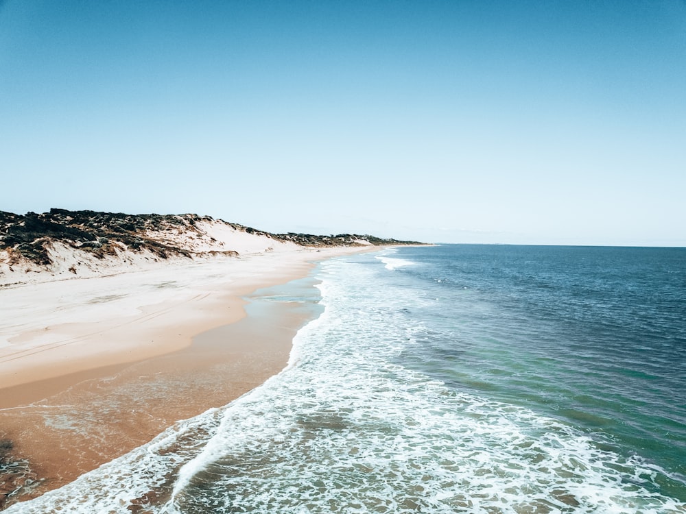 a view of a beach from a high point of view