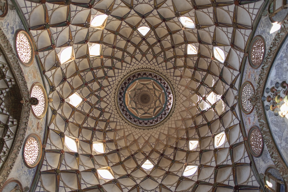 a view of the ceiling of a building