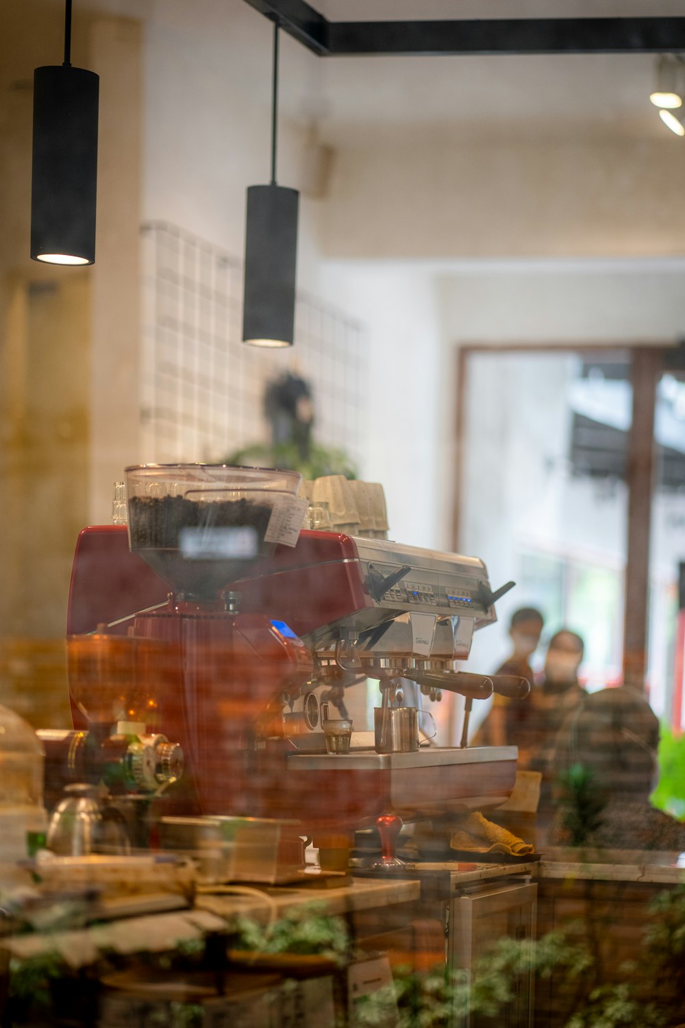 a coffee machine sitting on top of a counter