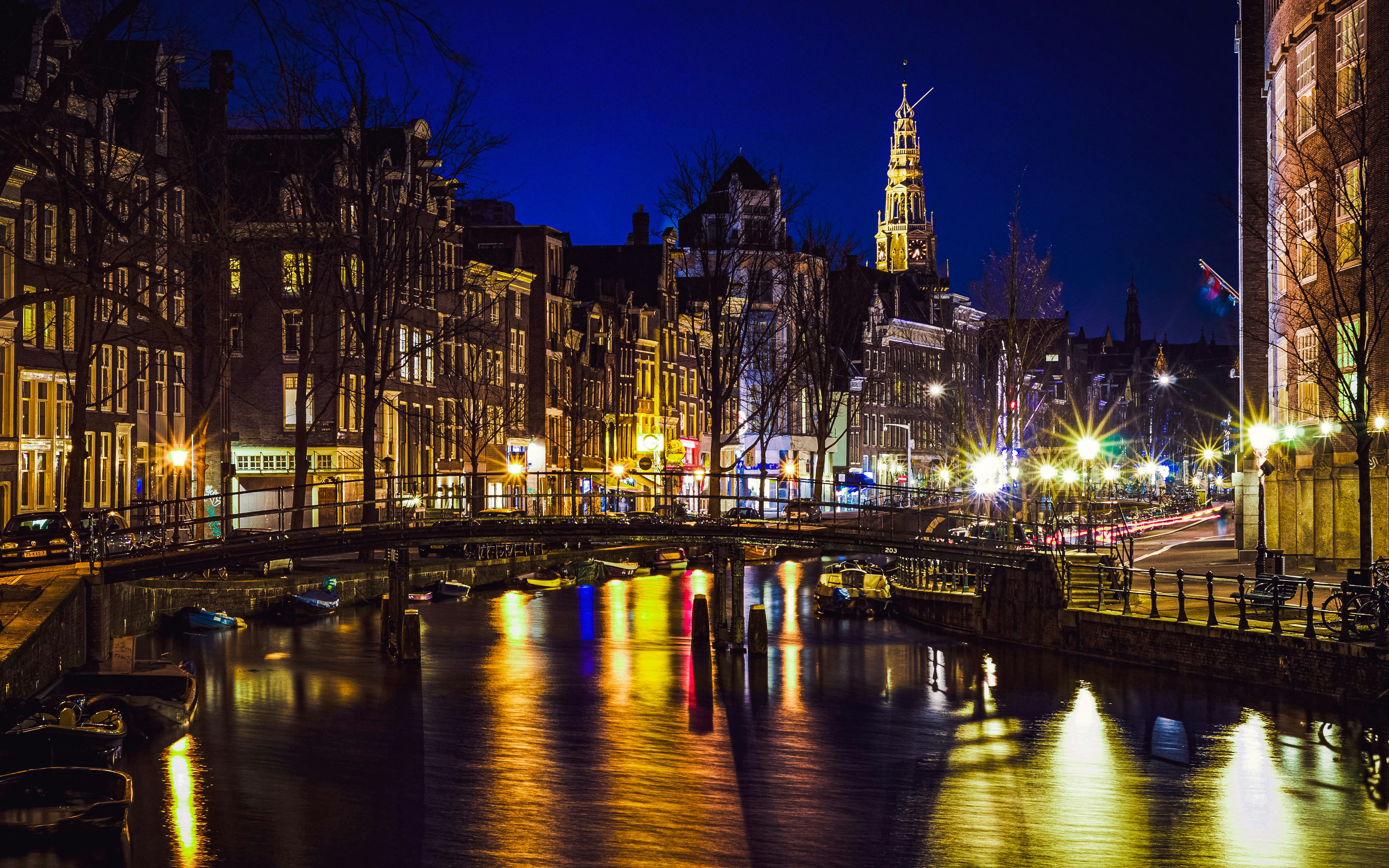 a lit up city at night