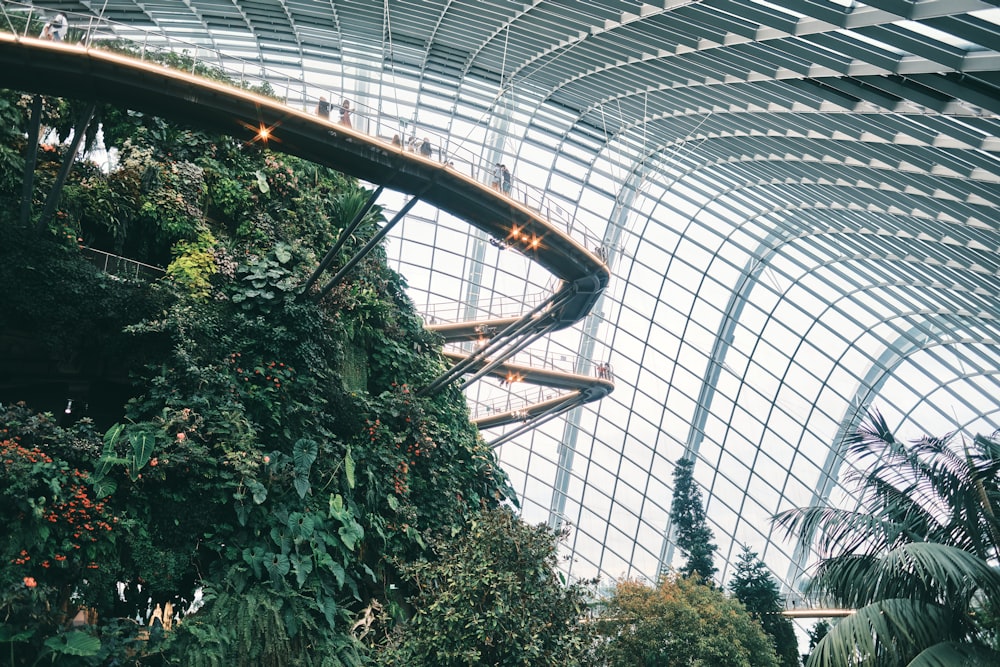 a very tall building with a spiral staircase in the middle of it