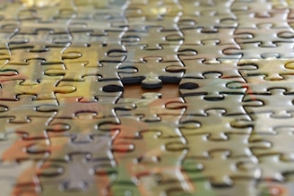 a close up view of a puzzle piece