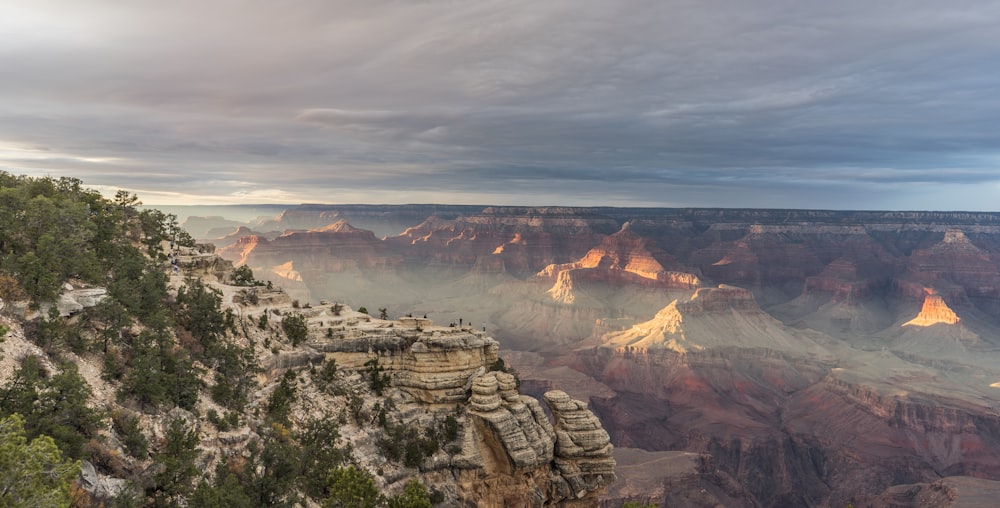 a canyon with a mountain in the background