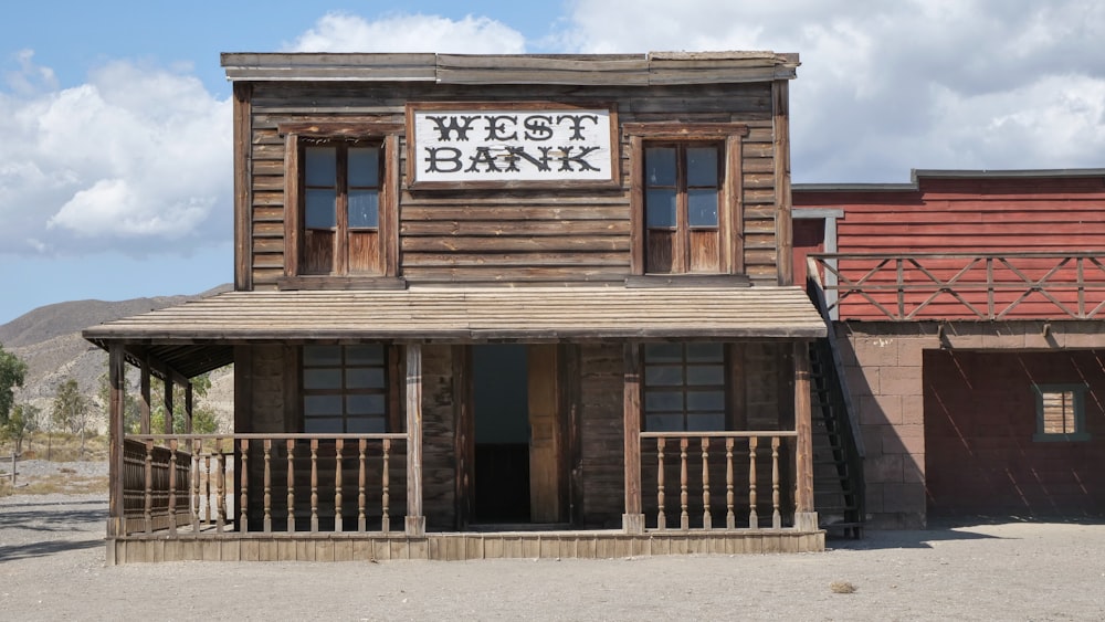 a building with a sign that says west bank