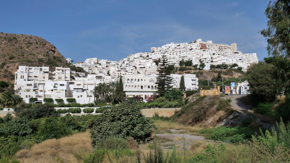 a large white building on top of a hill