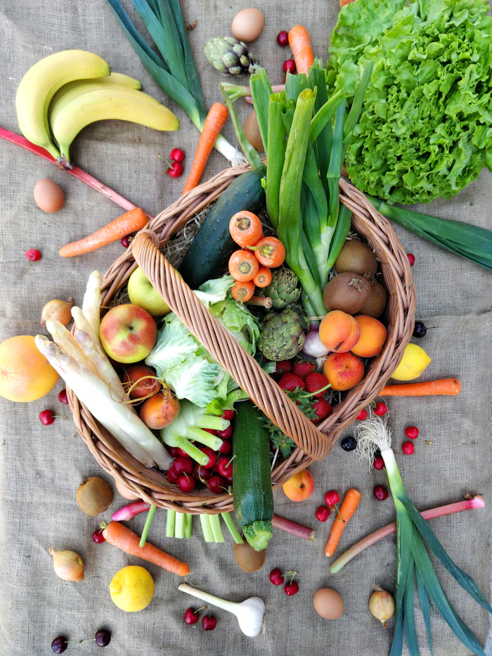 Fresh fruits and vegetables basket