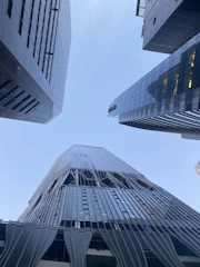 looking up at the top of a tall building