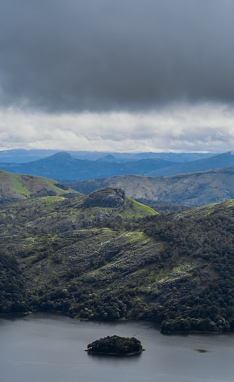 a large body of water surrounded by mountains
