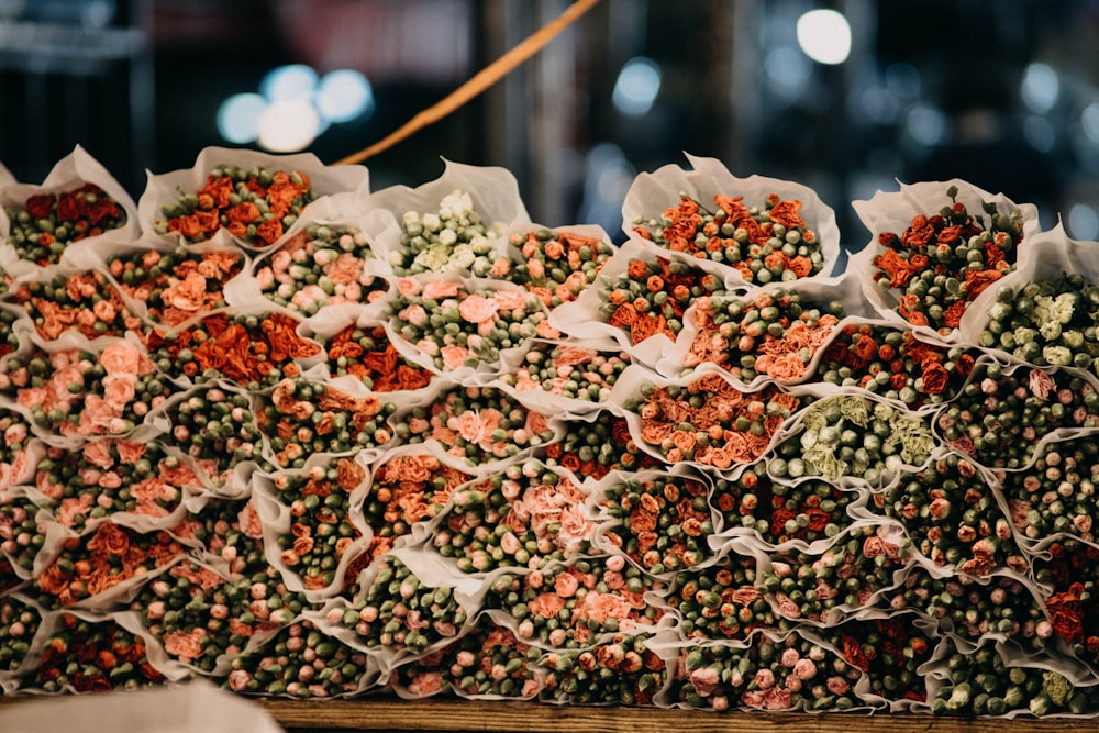 a bunch of different kinds of food on display