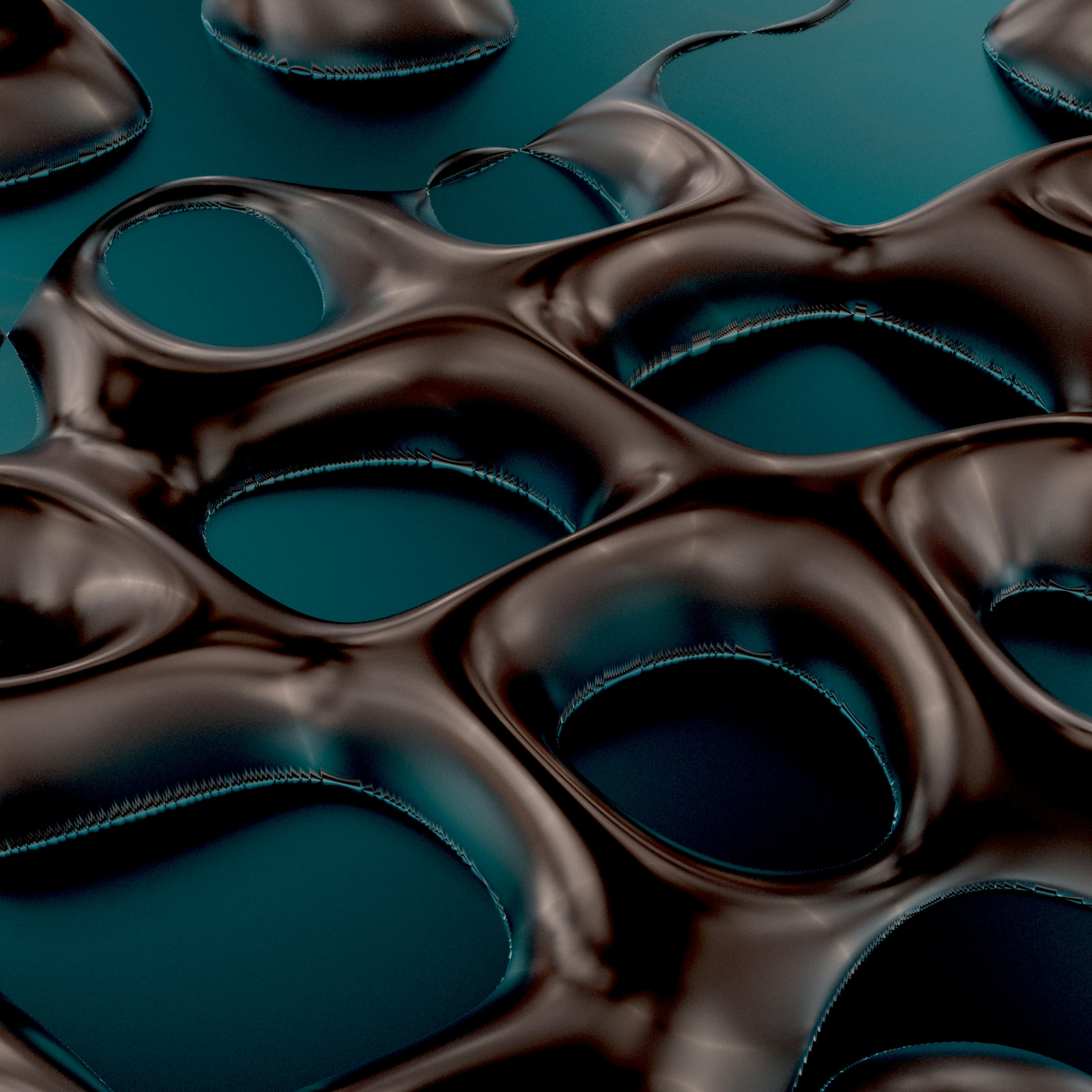 a close up of a blue and black surface
