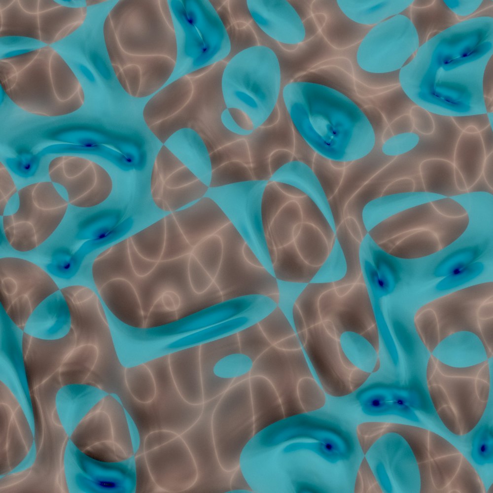 a blue and brown background with a lot of bubbles