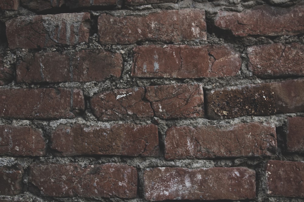 a close up of a red brick wall
