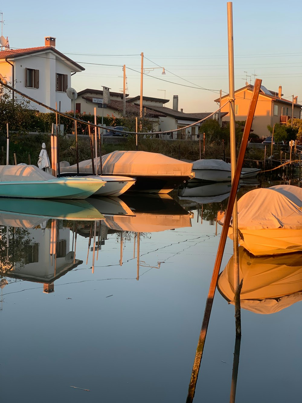 a couple of boats that are sitting in the water