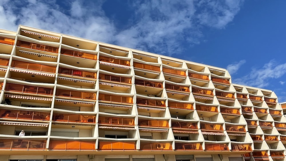 a tall building with balconies and balconies on it