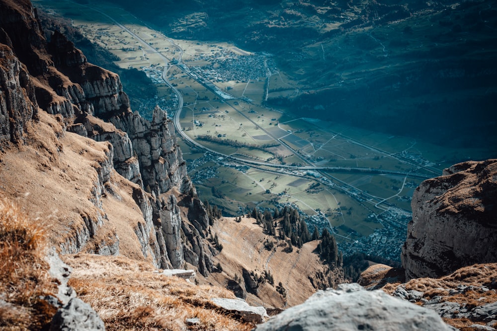 a view of a valley from the top of a mountain