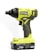 A bright green and black cordless power drill with the brand name 'Ryobi' prominently displayed. The drill features textured grips and buttons for operation, and the battery section is labeled 'Lithium 18V 1.5Ah'.