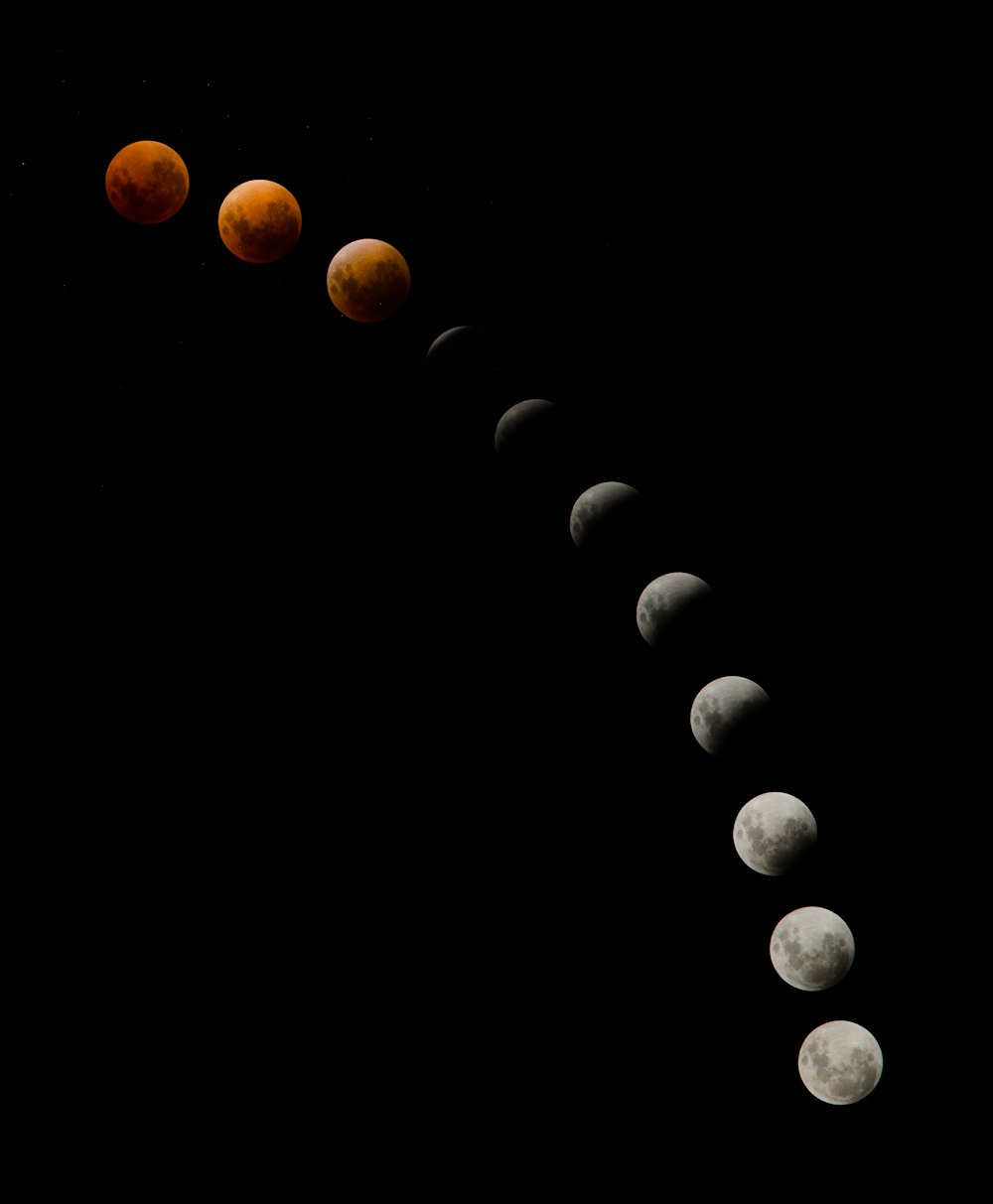 a long line of phases of the moon