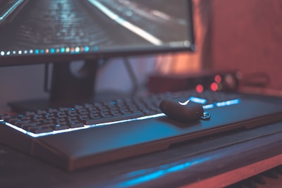 Close-up of a computer setup showing keyboard and monitor