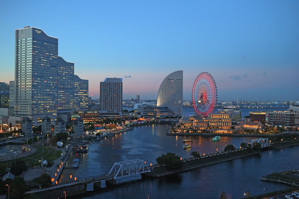 a ferris wheel in the middle of a city