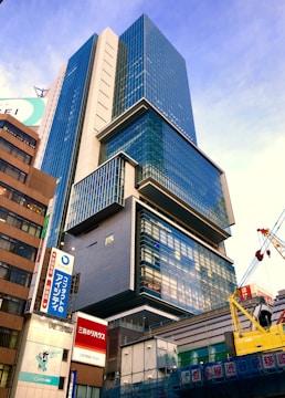 Aerial shot of a construction site blending traditional and modern architecture in Tokyo.