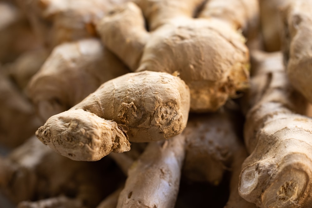 a close up of a bunch of ginger roots