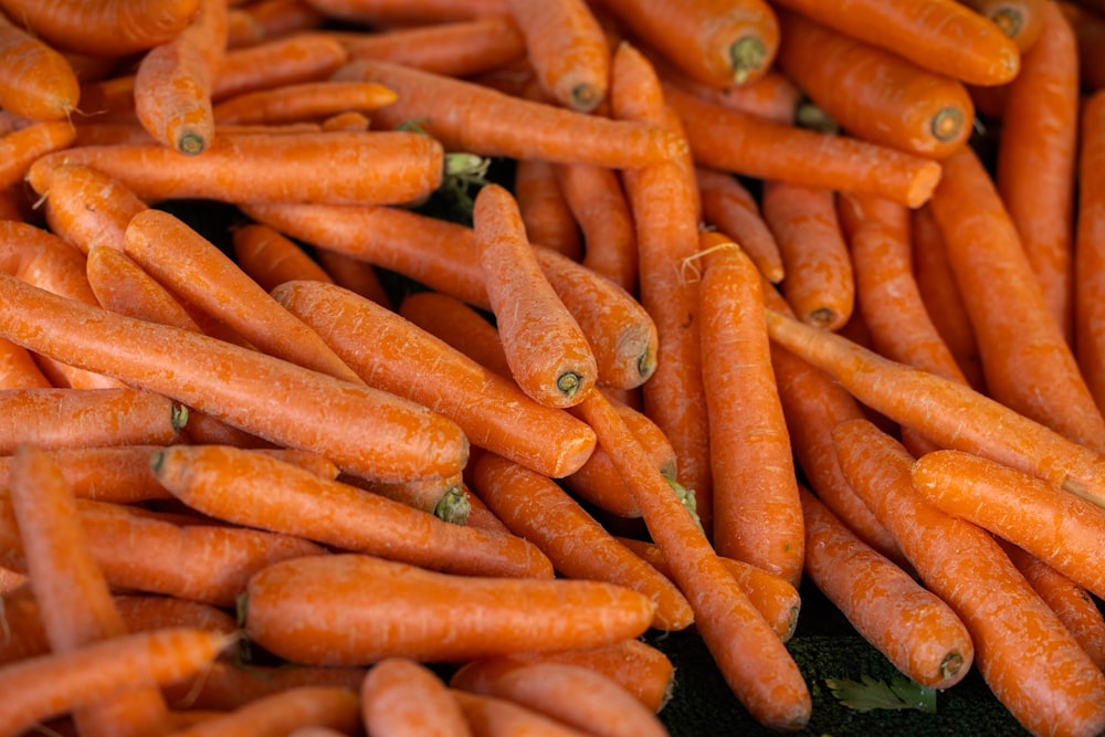 Un montón de zanahorias sentadas una al lado de la otra