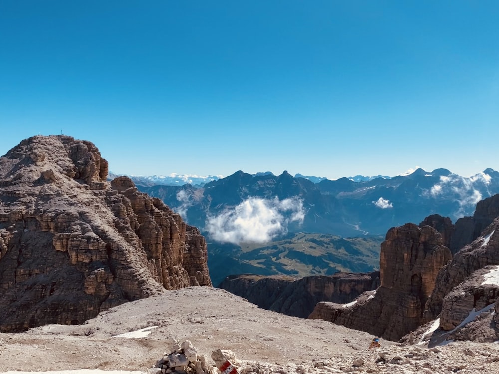 a view of a mountain range from the top of a mountain