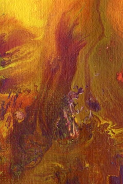 A colorful abstract painting glowing with warm yellows and oranges, symbolizing inner light.