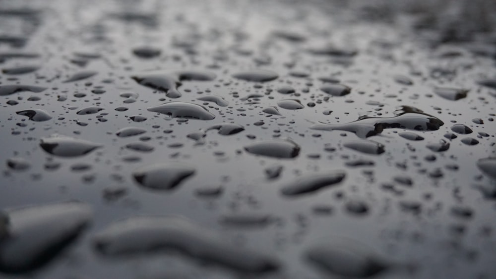 a close up of water droplets on a surface