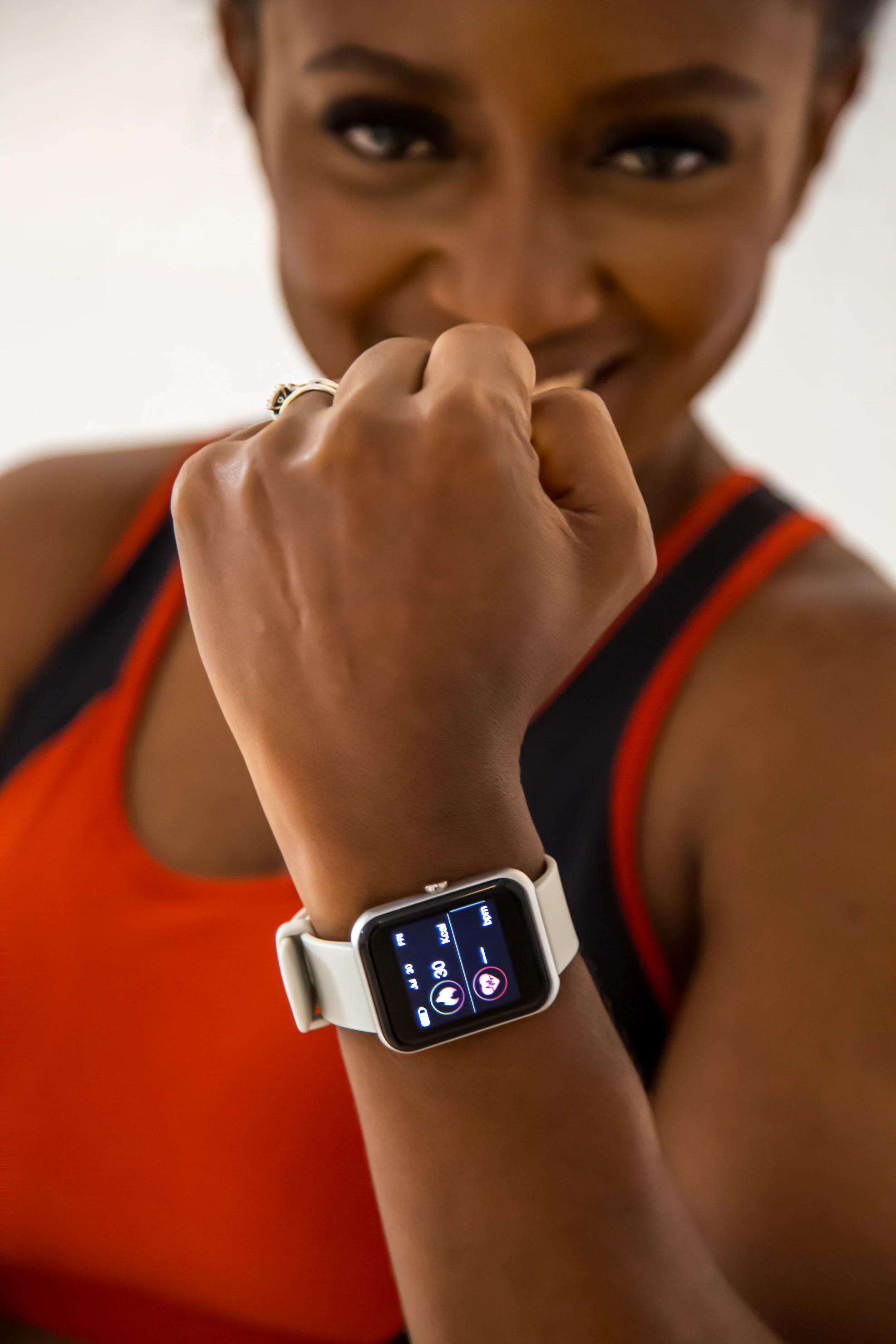 Closeup of smartwatch showing steps