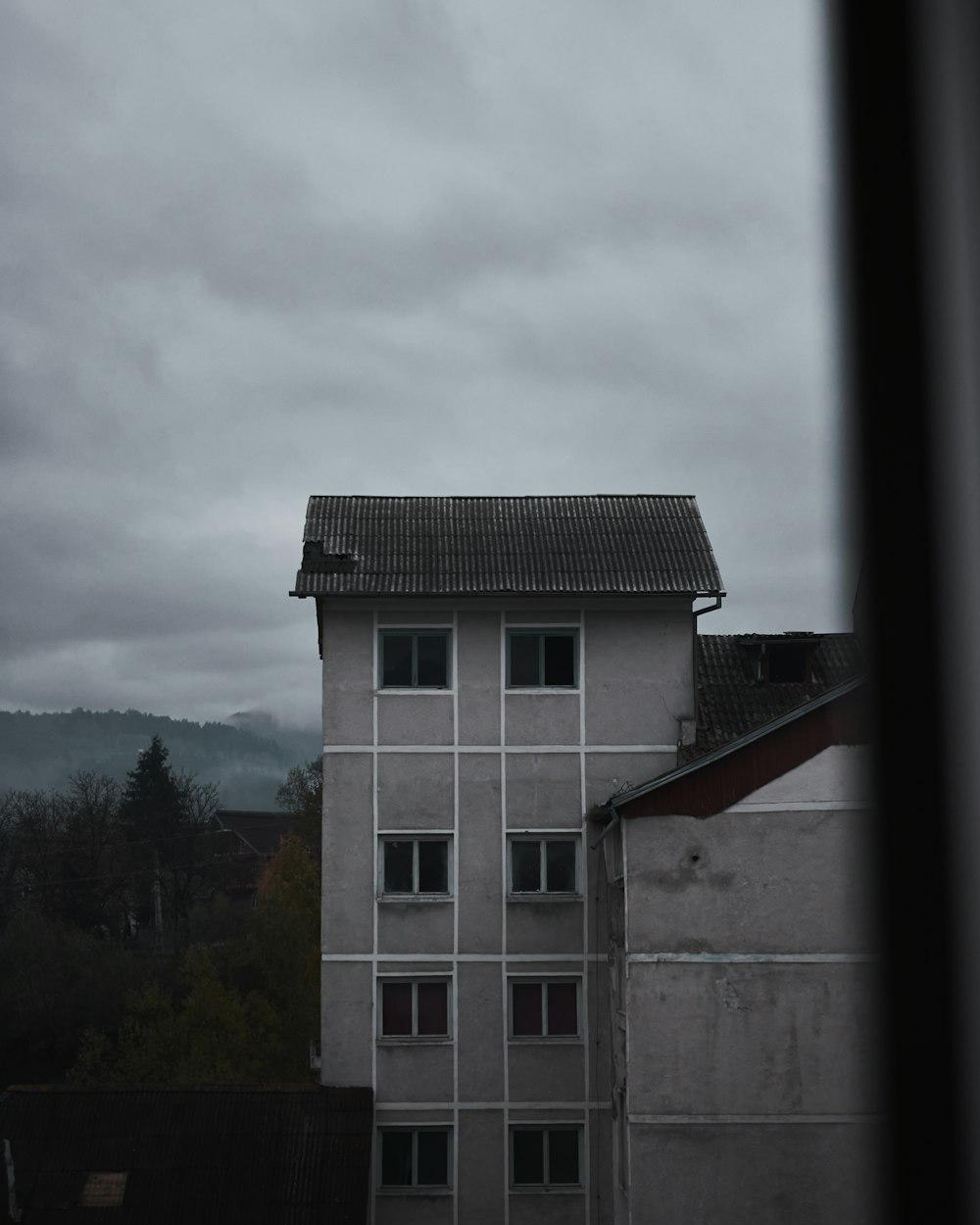 a view of a building from a window