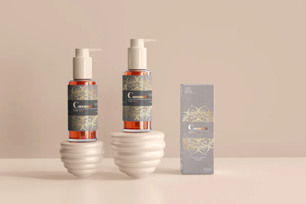 a couple of bottles of lotion sitting next to a box