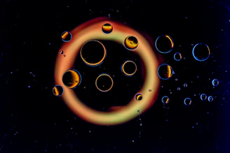 a group of bubbles floating in the air