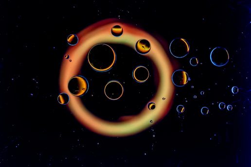 a group of bubbles floating in the air