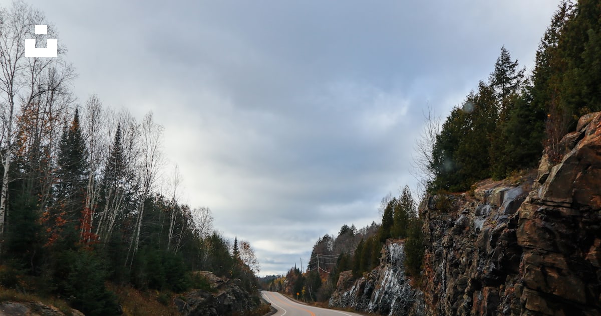 A Car Driving Down A Road Next To A Forest Photo Free Algonquin Park a-car-driving-down-a-road-next-to-a-forest-photo-free-algonquin-park